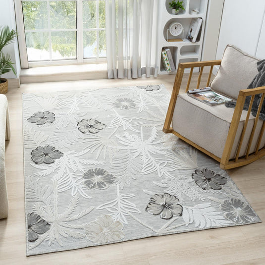Tropical Palm Leaf 9435 Floral Area Rug