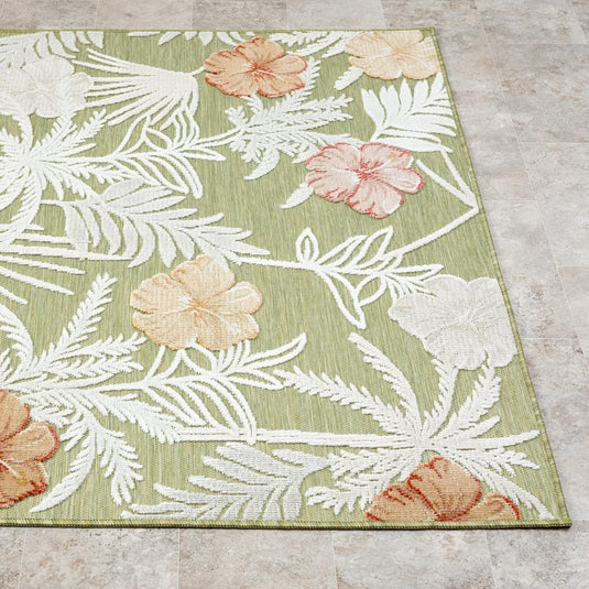 Tropical Palm Leaf 9435 Floral Area Rug