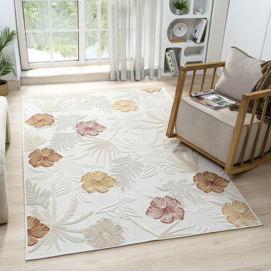 Tropical Palm Leaf 9435 Floral Area Rug