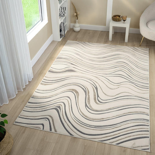 Modern Abstract 6380 Swirl Area Rug