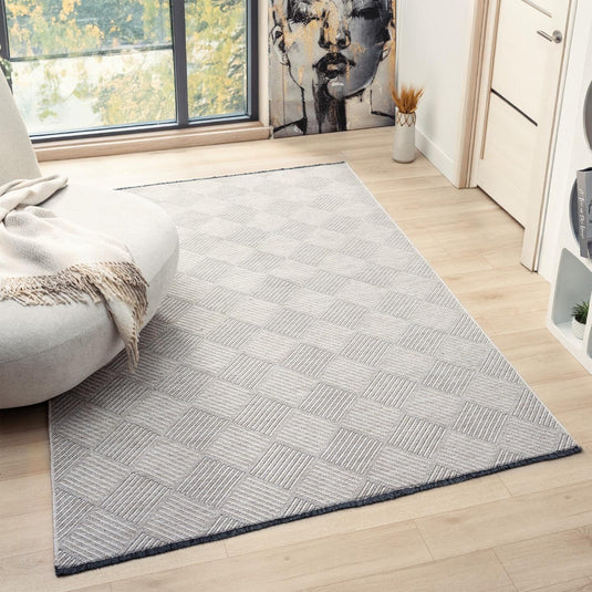 Modern Checkered 1956 Non-Slip Washable Area Rug
