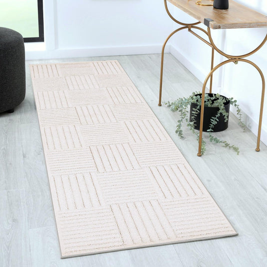 Geometric 1688 Checkered High Low Area Rug