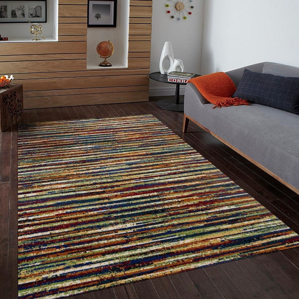 Modern Multicolour Rug Modern Striped Multicolor Area Rug | Luxe Weavers | Modern Area Rug