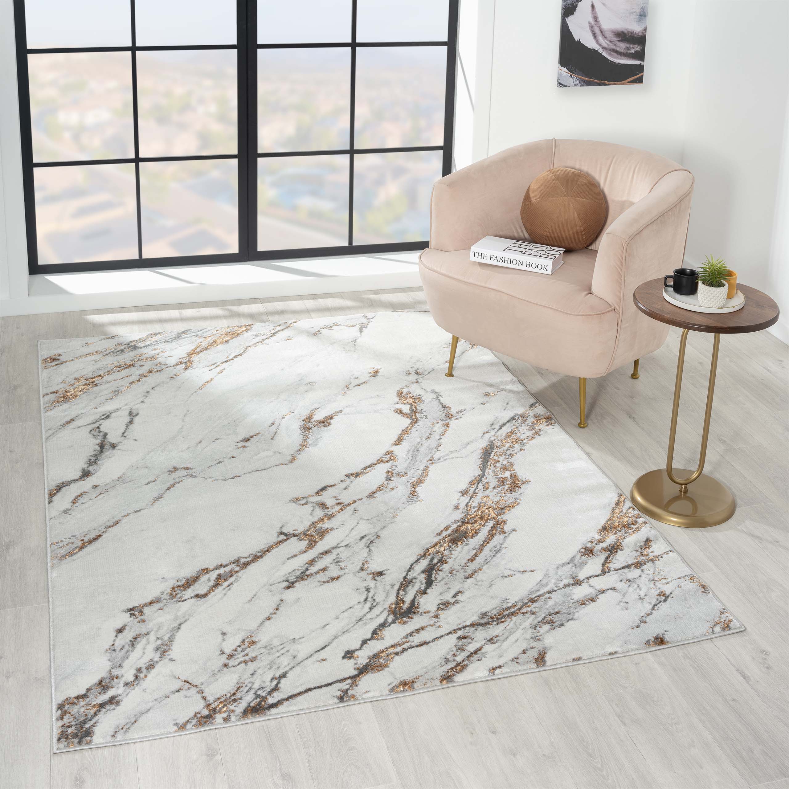 Luxe Weavers Marble Abstract Area Rug, Beige / 6x9