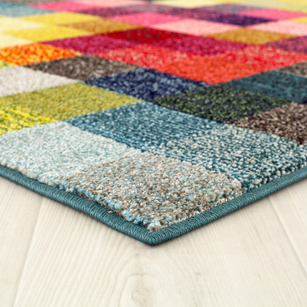 Multi-Colored Checkered Modern Area Rug | Luxe Weavers | Cheap Rugs