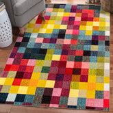 Multi-Colored Checkered Modern Area Rug | Luxe Weavers | Cheap Rugs