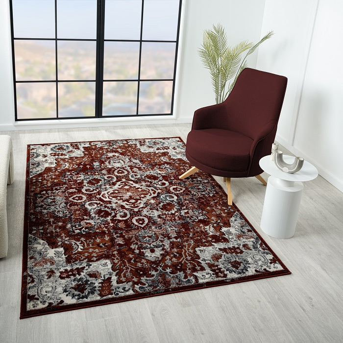 Moroccan-medallion-red-living-room-area-rug