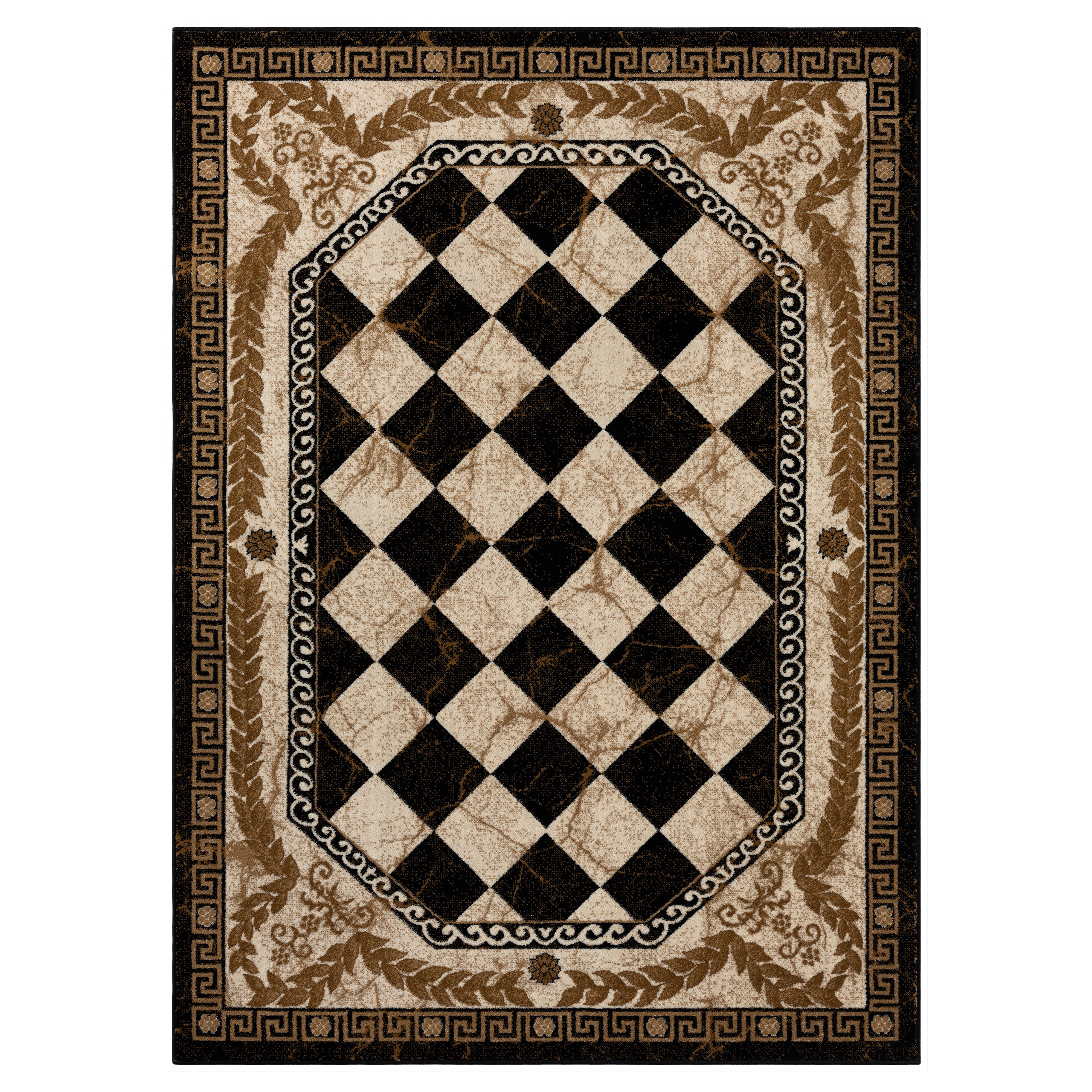 Greek Round Rug Texture Traditional Greek Area Rug | Luxe Weavers | Geometric Carpet