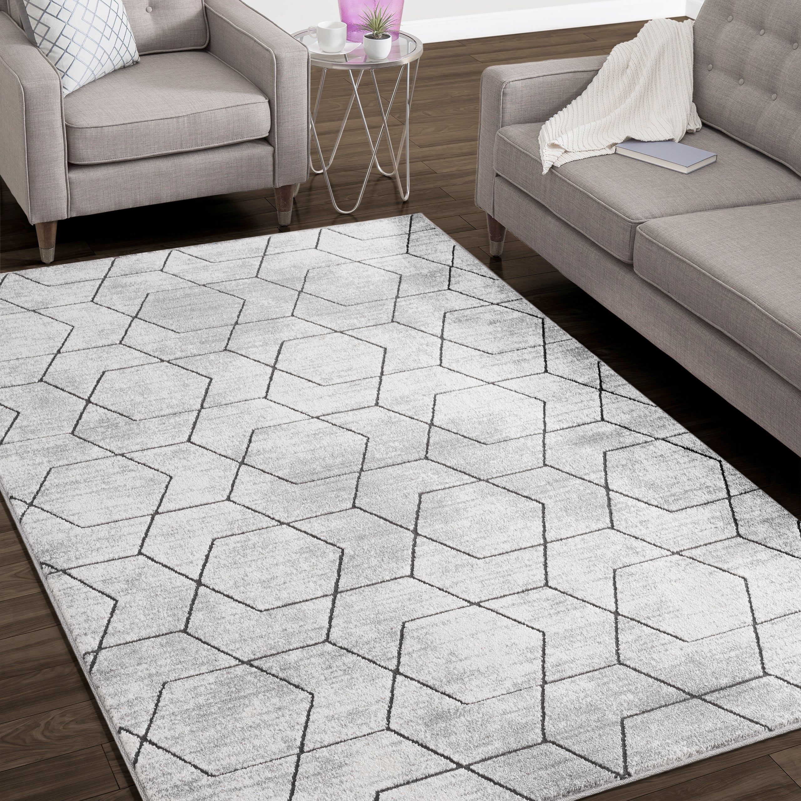 Luxe Weavers Gray Modern Abstract Area Rug 5x7 Geometric Living Room Carpet  