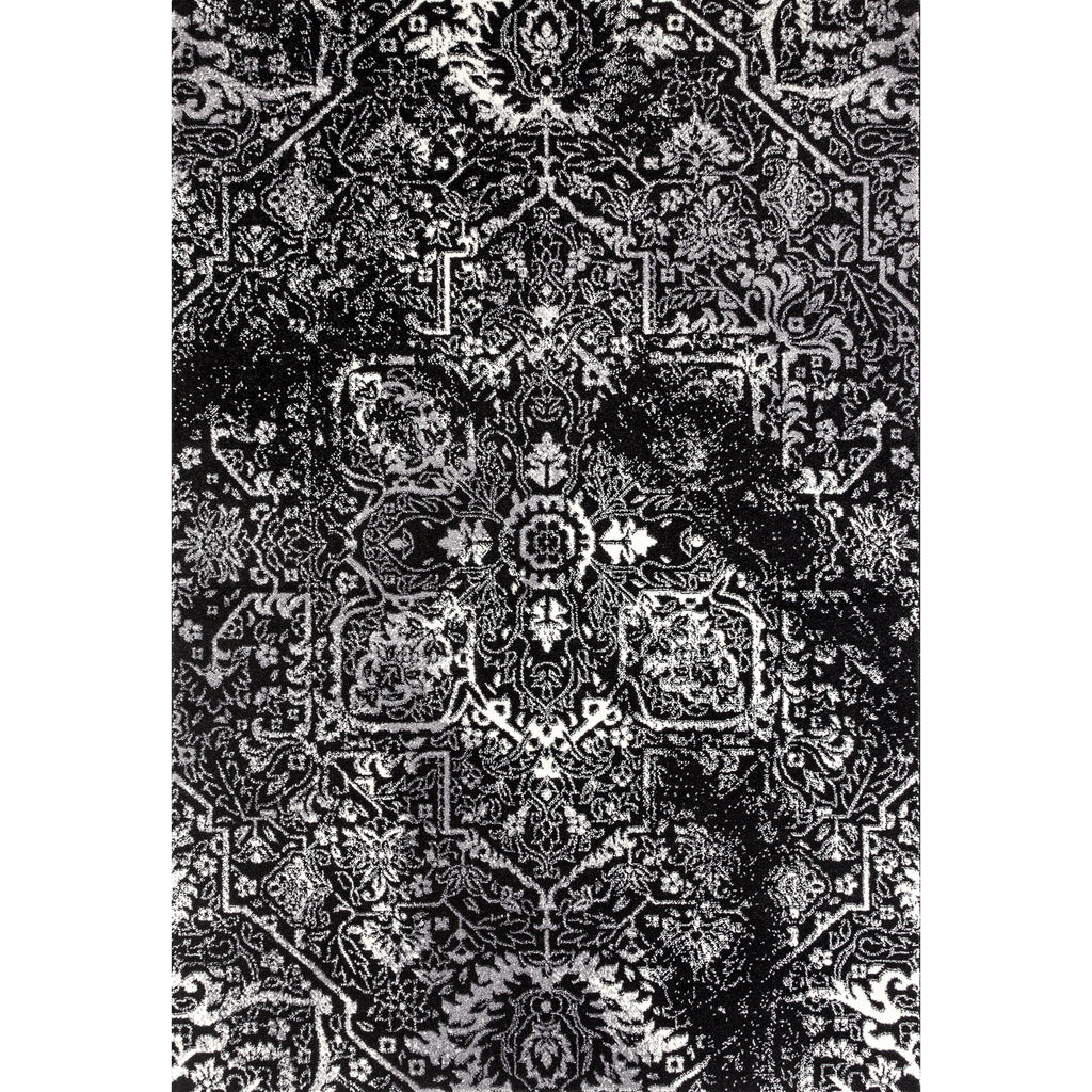 Black-and-silver-floral-rug