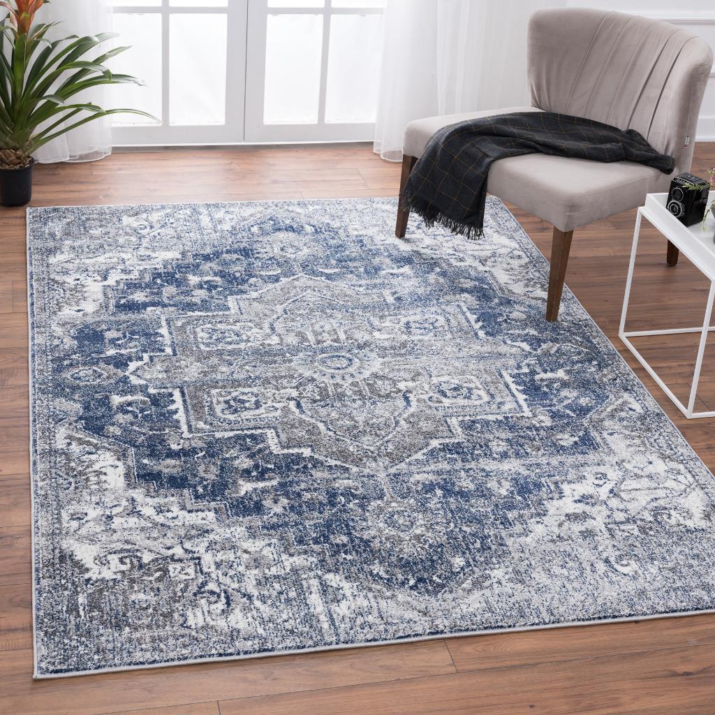 Luxe Weavers Hapstead Collection 5623 Denim Abstract Area Rug - Luxe Weavers