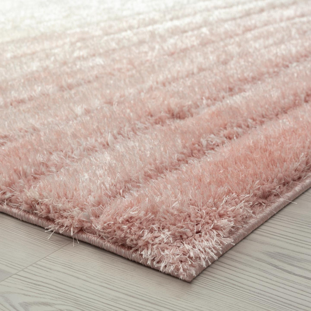 Pink-geometric-shag-rug