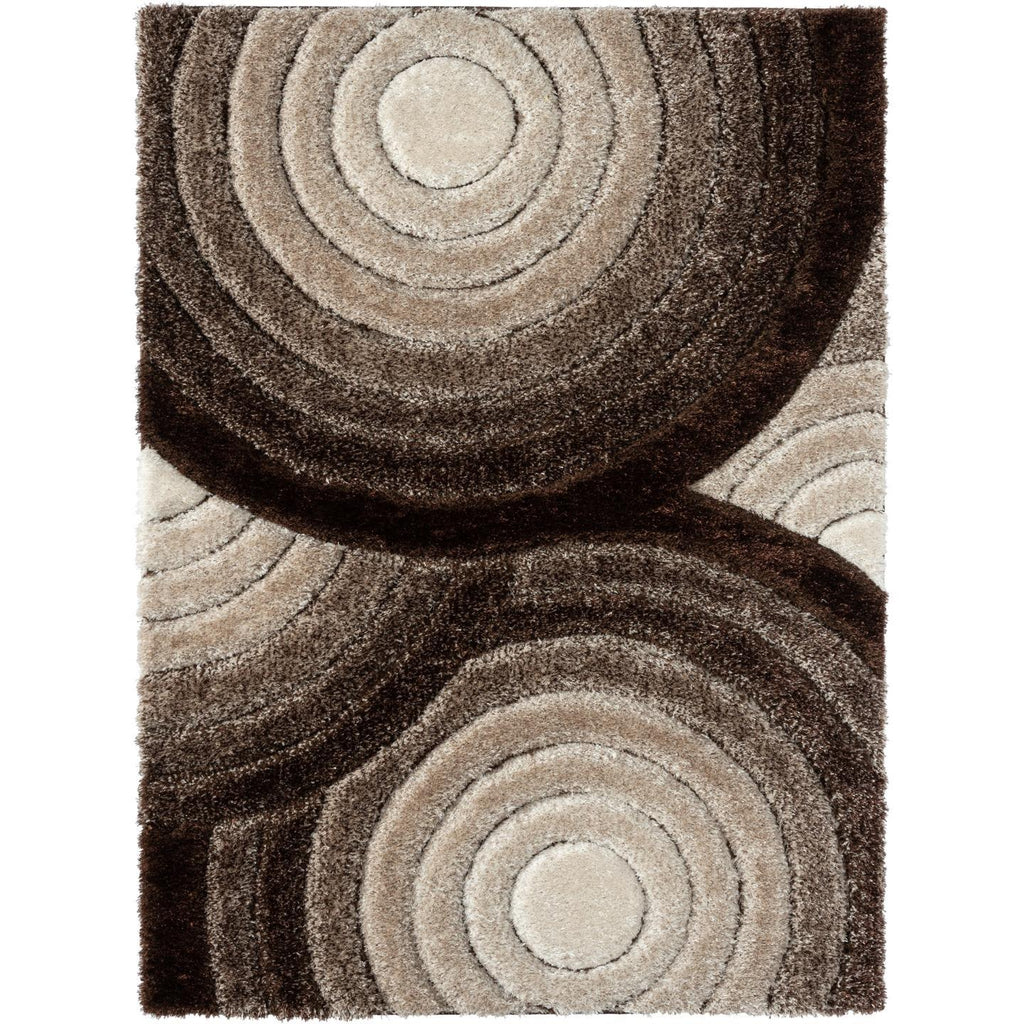 Brown-geometric-shag-rug