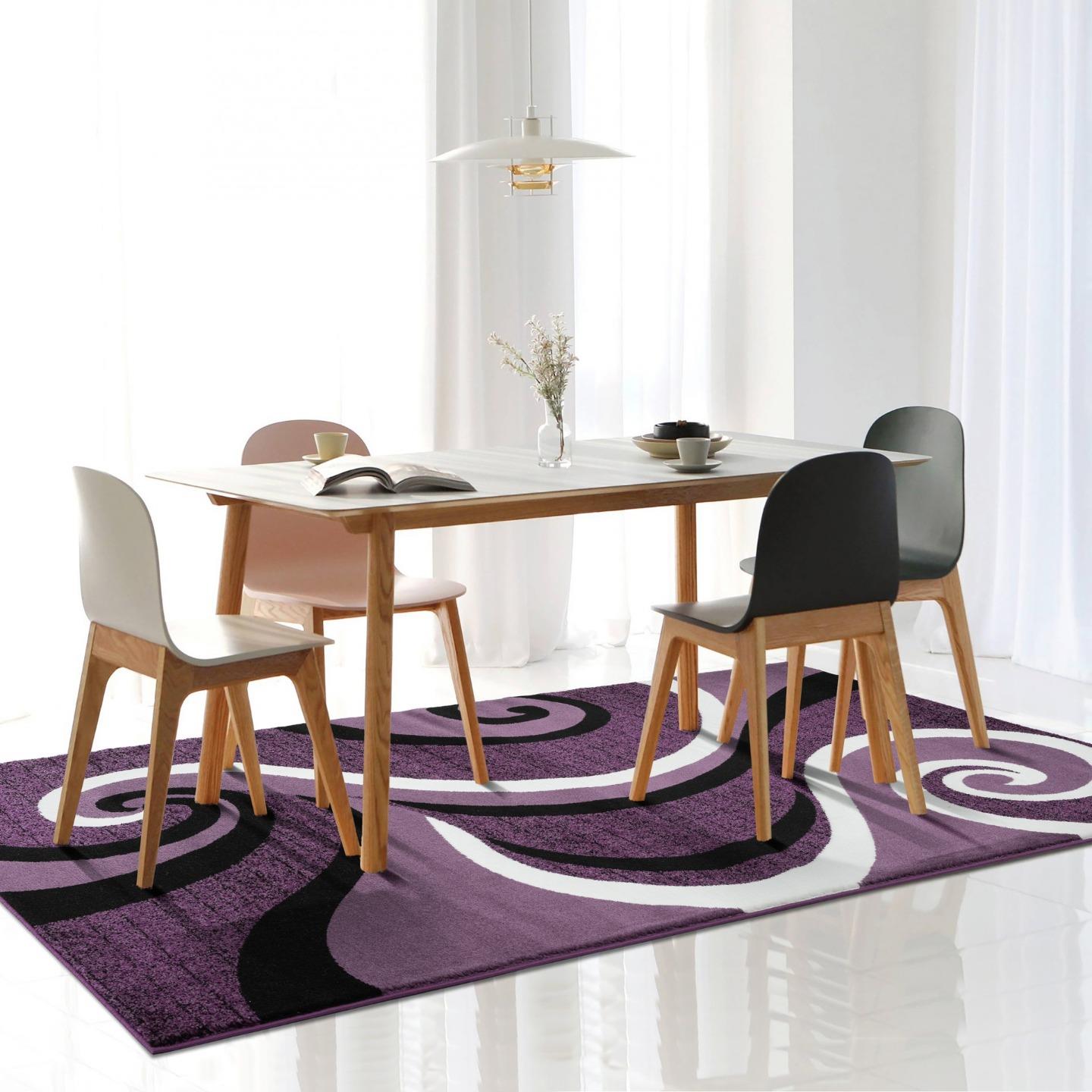 Luxe Weavers Purple Modern Abstract Area Rug 4x5 Geometric Living
