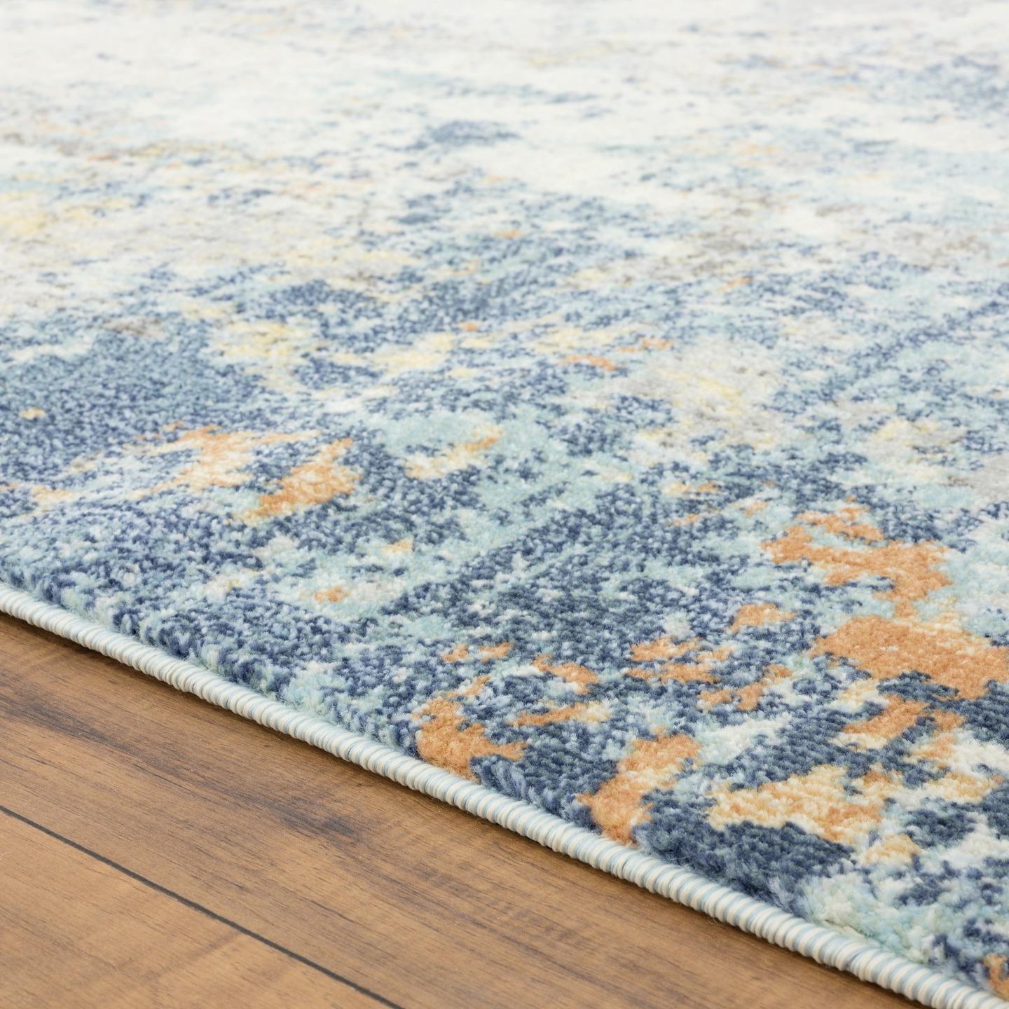 LUXE WEAVERS Modern Farmhouse Geometric Blue 2x3 Area Rug, Rustic Abstract  Wood Carpet
