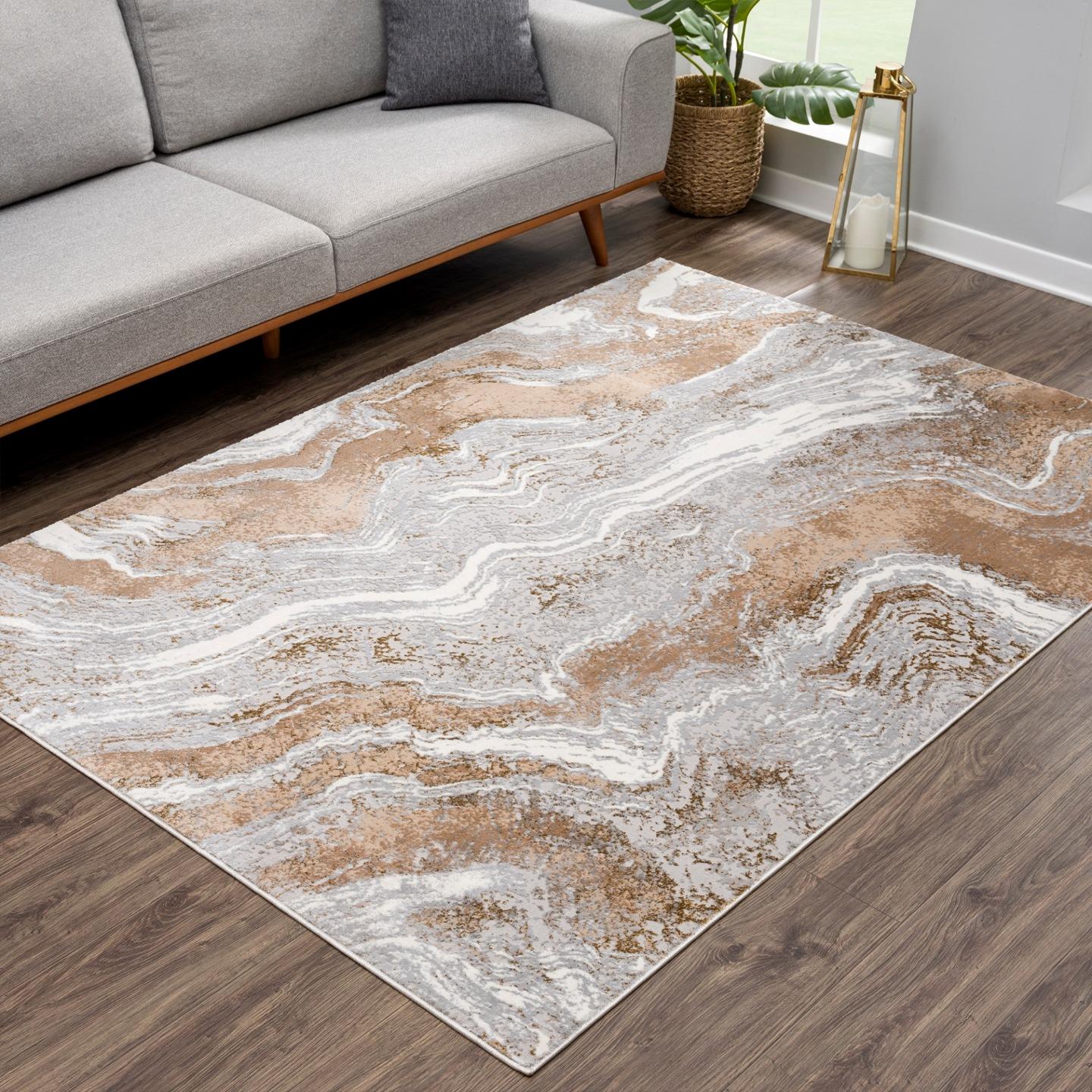 LUXE WEAVERS Marble Collection Gray 2x3 Modern Abstract Swirl Polypropylene  Area Rug 488 Gray 2x3 - The Home Depot