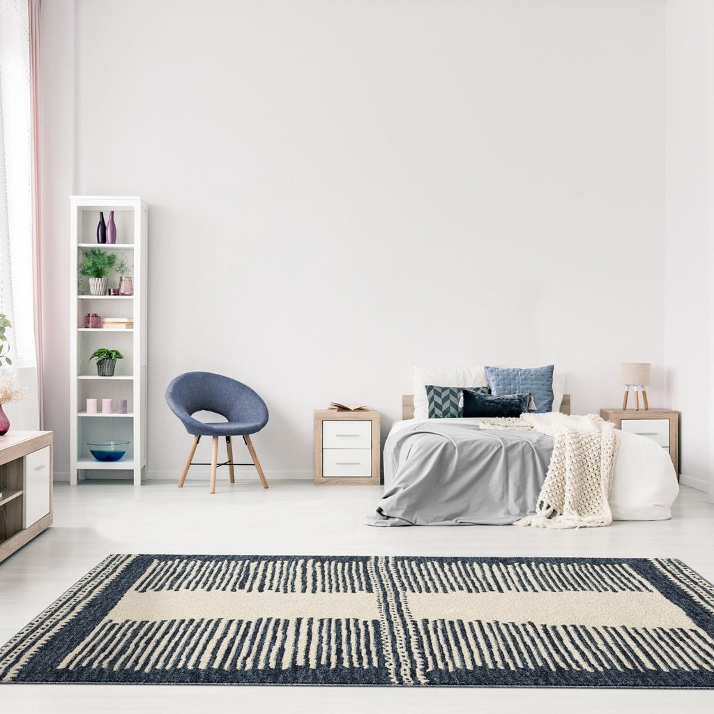 Navy-bedroom-geometric-rug