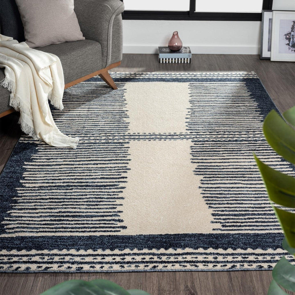 Navy-living-room-geometric-rug