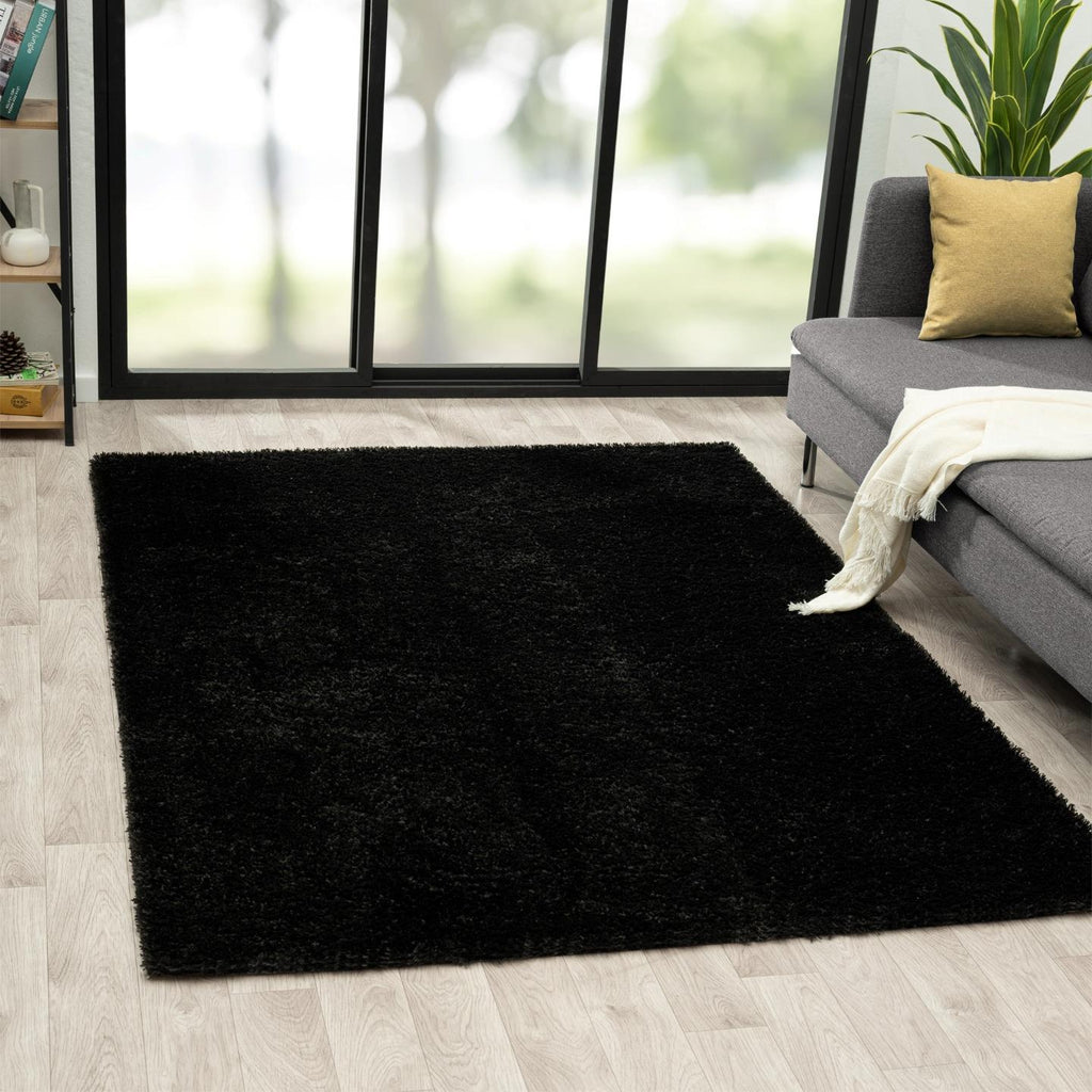 Black-living-room-plush-rug
