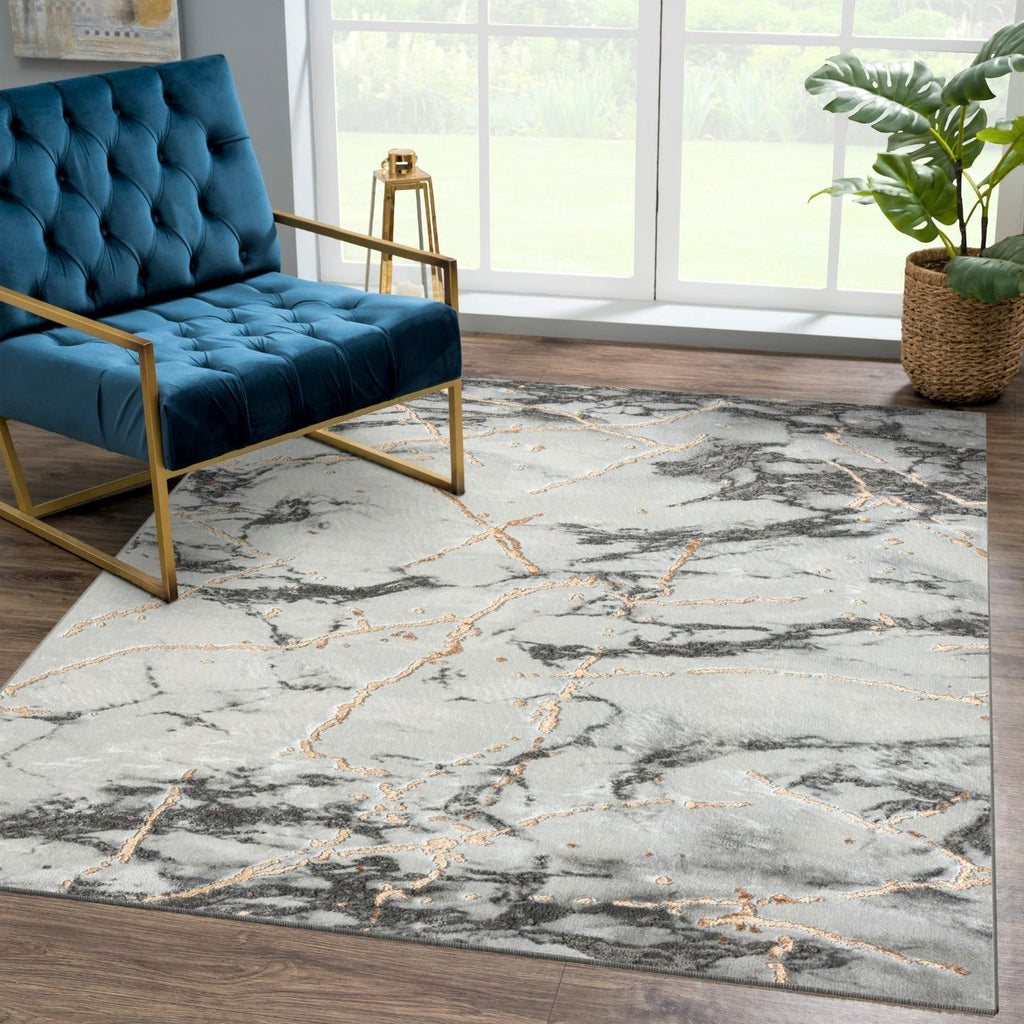 Marble 2150 Ivory Gold Area Rug - Modern Area Rugs by Luxe Weavers®