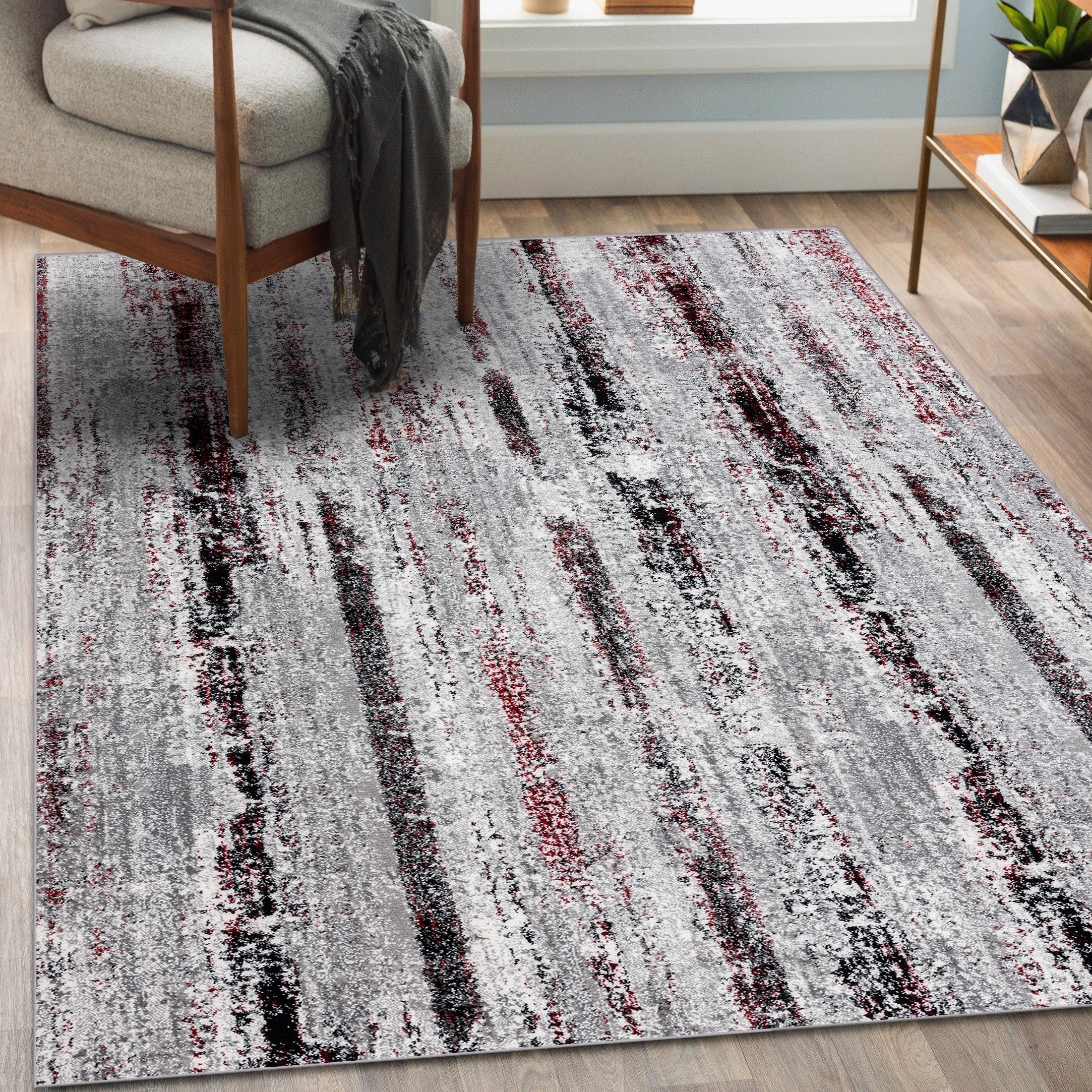 Cambridge 1670 Abstract Area Rug | Luxe Weavers | Blue & Red Abstract Rugs