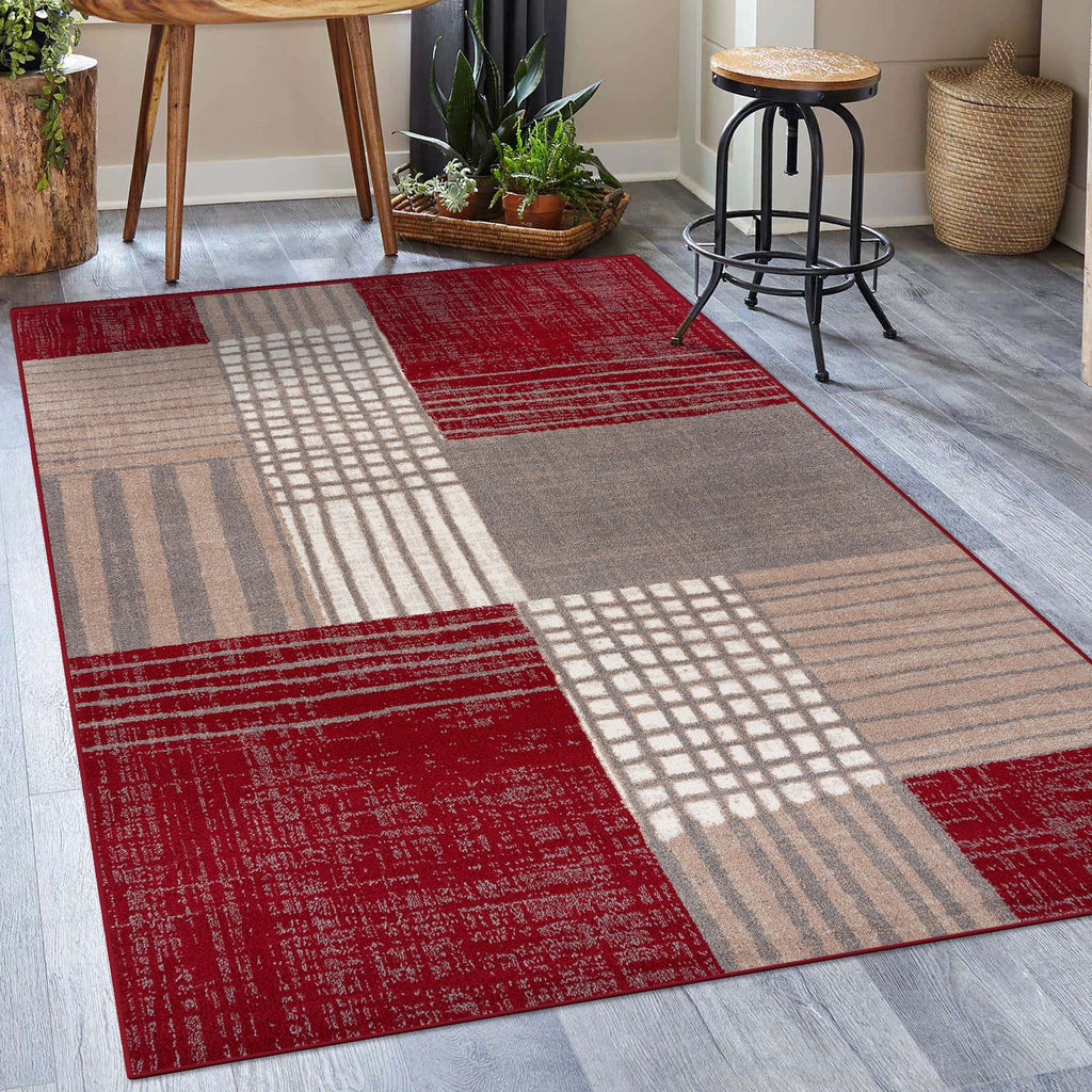 red-living-room-plaid-geometric-rug