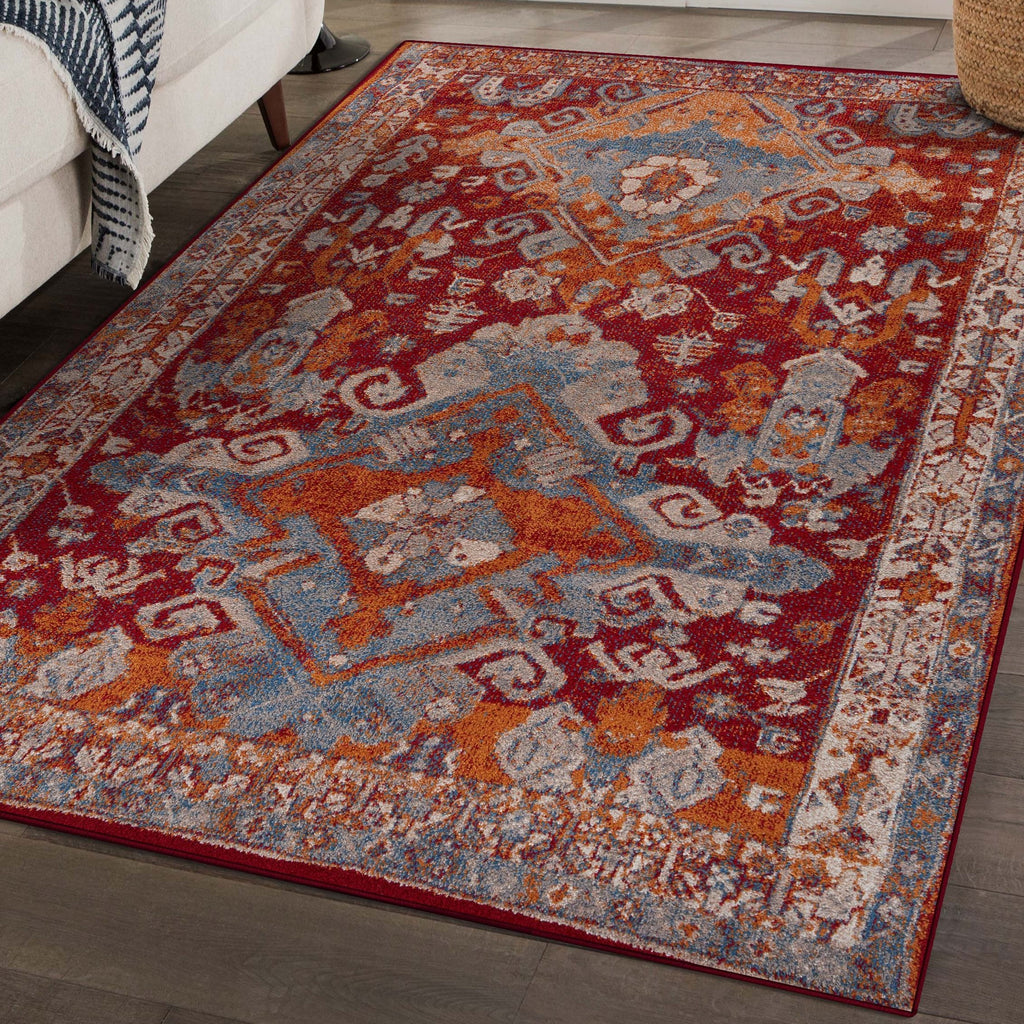 Moroccan-living-room-area-rug-red