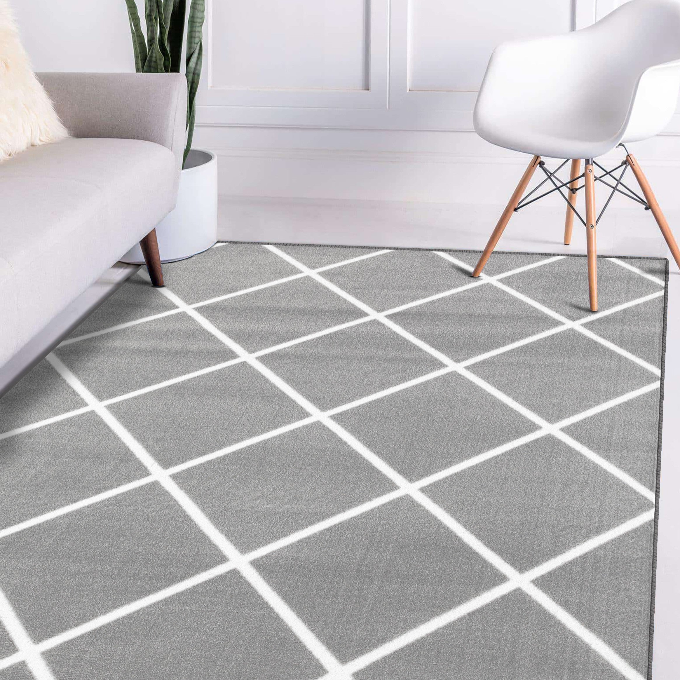 Gray Mesh Pattern Area Rug Gray Square Modern Area Rug | Luxe Weavers | Grey Geometric Rug