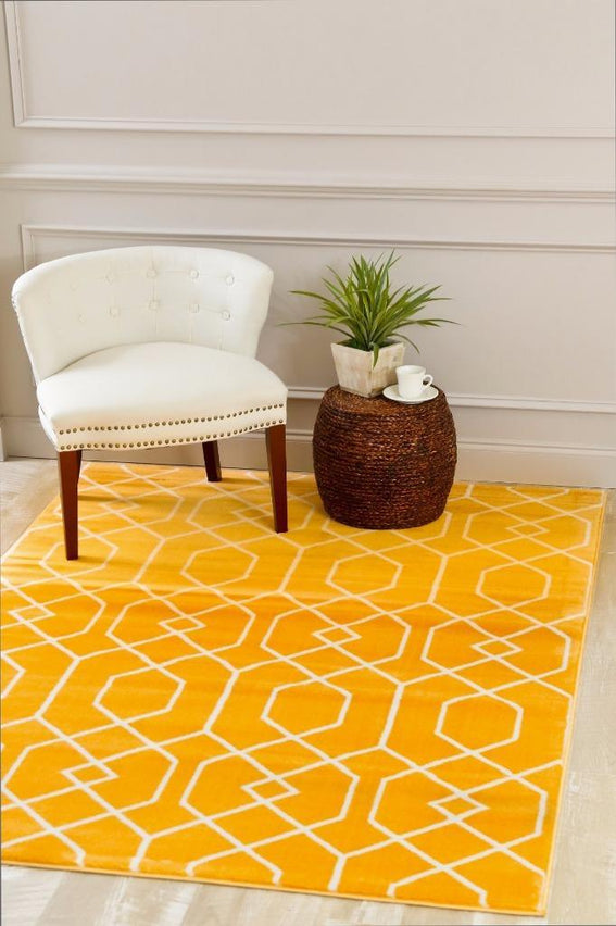 Mustard Geometric Rug Moroccan Trellis Runners Ochre Living Room