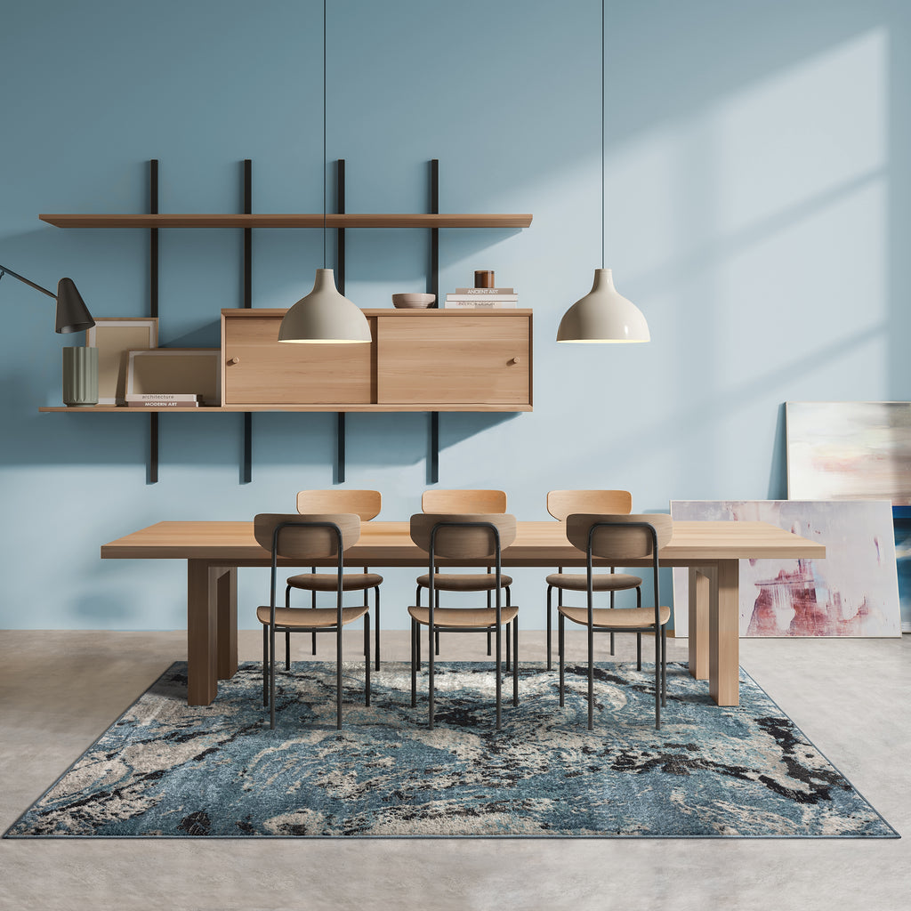 blue-dining-room-marble-swirl-area-rug