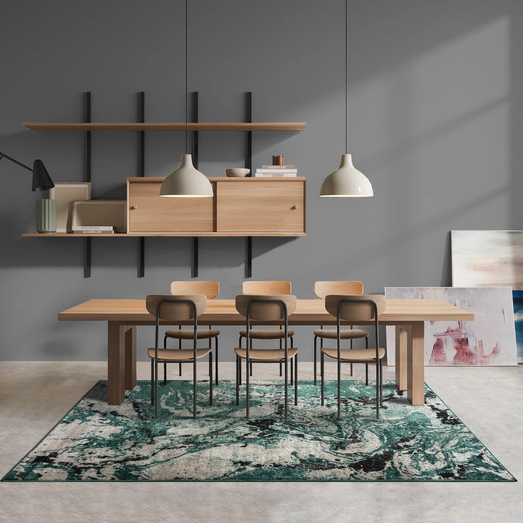 green-dining-room-marble-swirl-area-rug