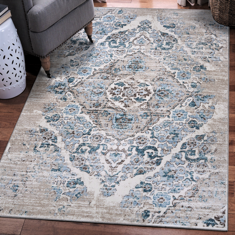 Luxe Weavers Beverly Collection 8445 Blue Modern Abstract Area Rug 4x5