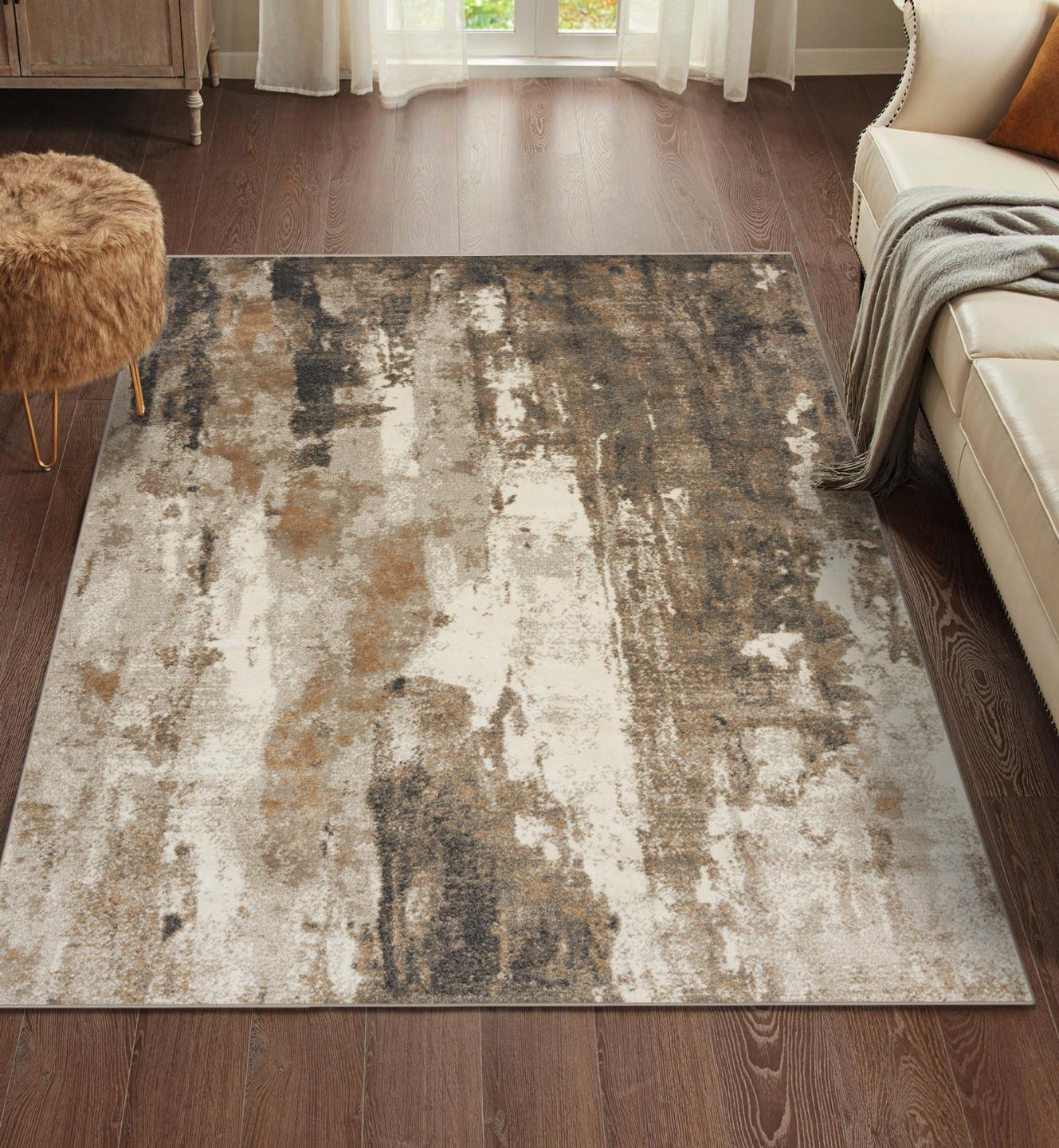 Stratton Abstract Light Gray/Beige Area Rug Steelside Rug Size: Rectangle 6' x 9