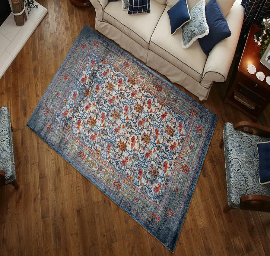 Luxe Weavers Capello Collection Blue Abstract Area Rug - Luxe Weavers
